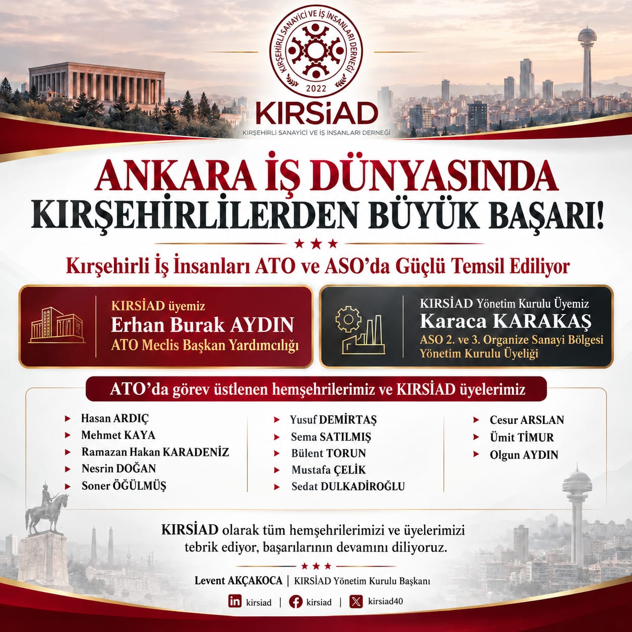 ANKARA İŞ DÜNYASINDA KIRŞEHİRLİLERDEN BÜYÜK BAŞARI!